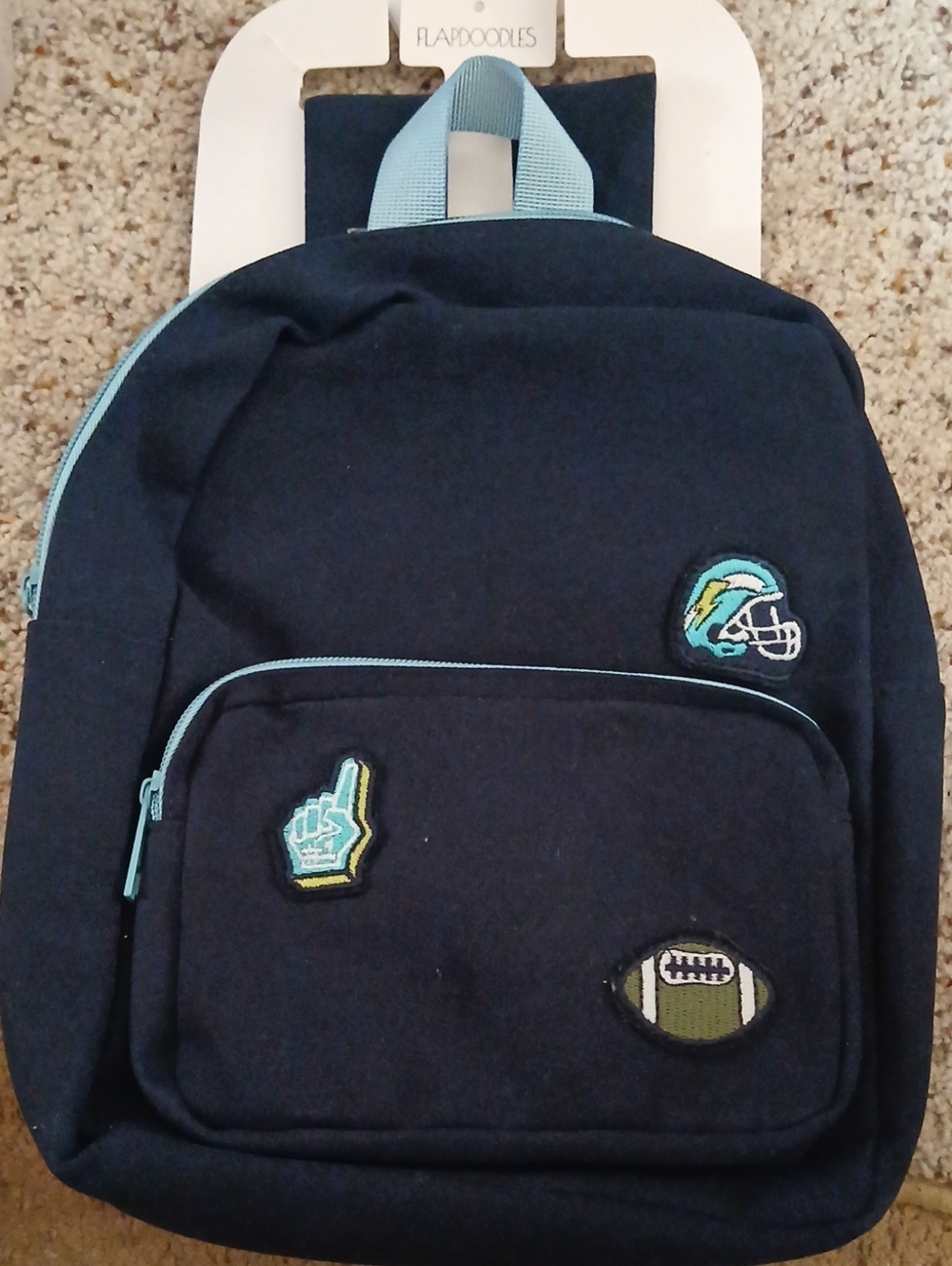 NWT Flapdoodles Navy Blue Toddler/Small Child Mini Backpack (Football Themed)